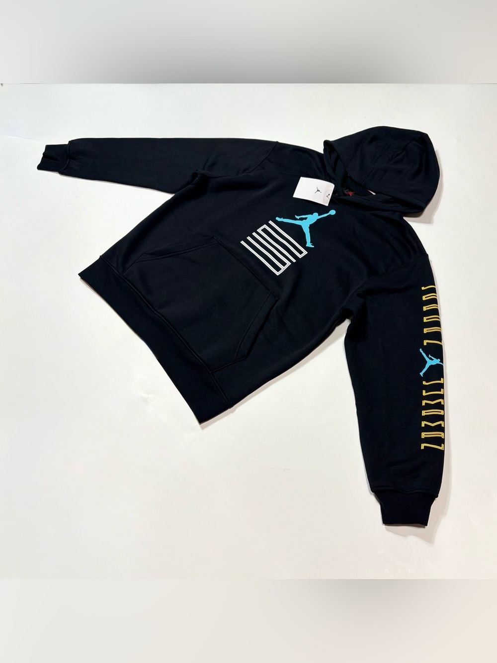 Air Jordan Retro AJ11 Men's Gamma Fleece Hoodie Sweatshirt Black Blue Yellow